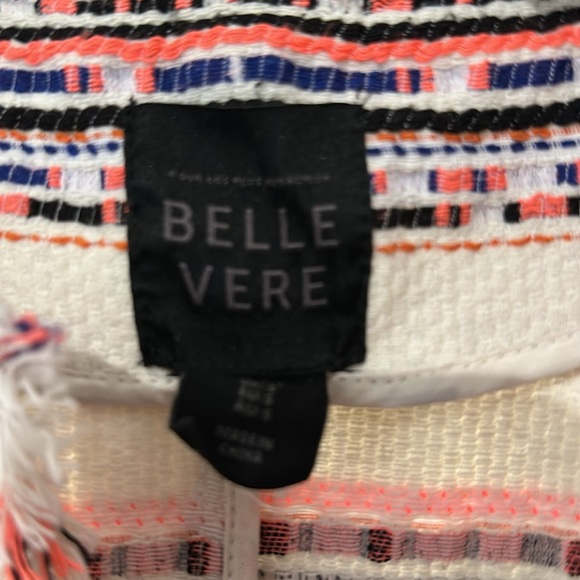 Anthropologie x Belle Vere Size Small White Neon Pink Black Stripe Tweed Blazer - Picture 5 of 7